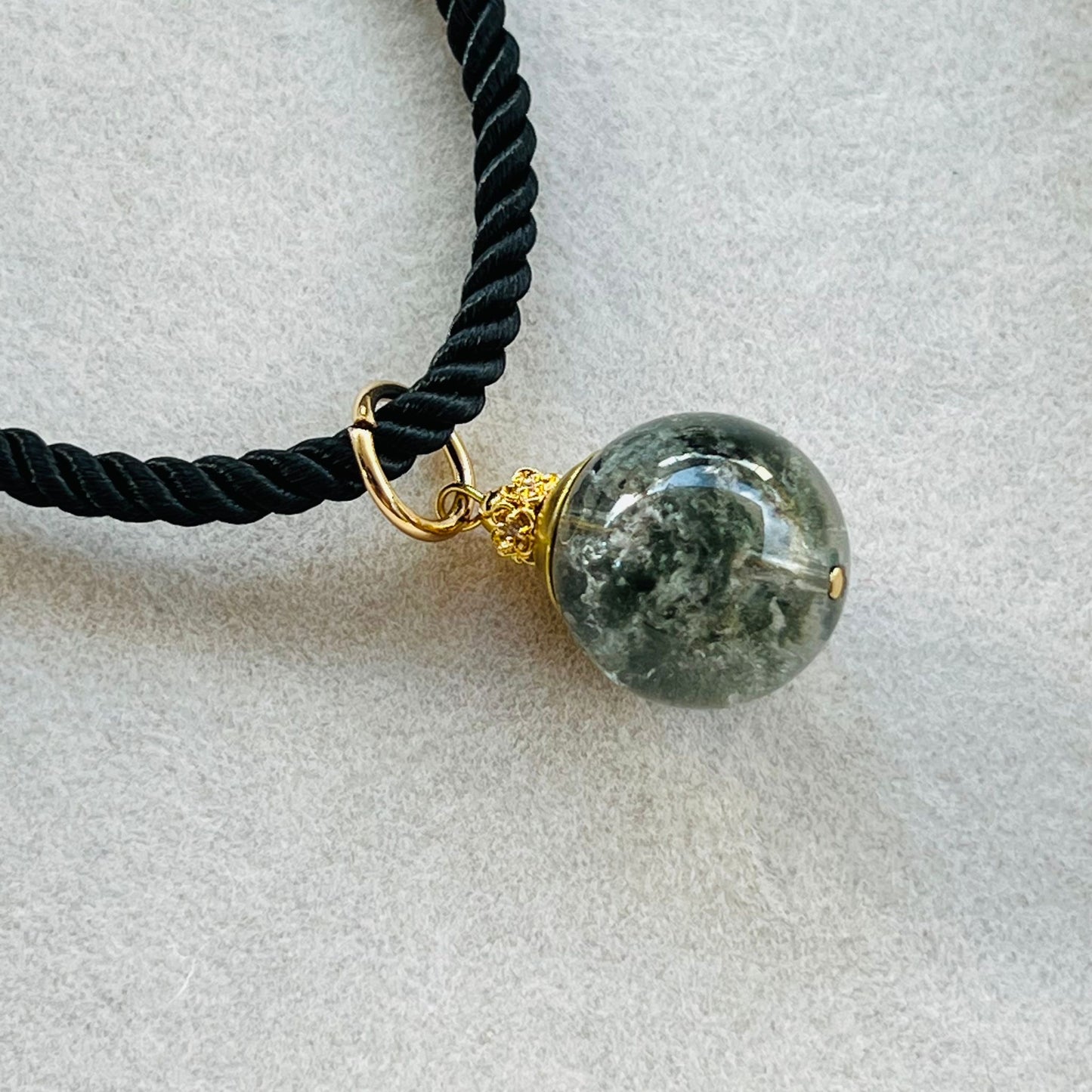 Green Phantom Quartz Silk Twist Necklace