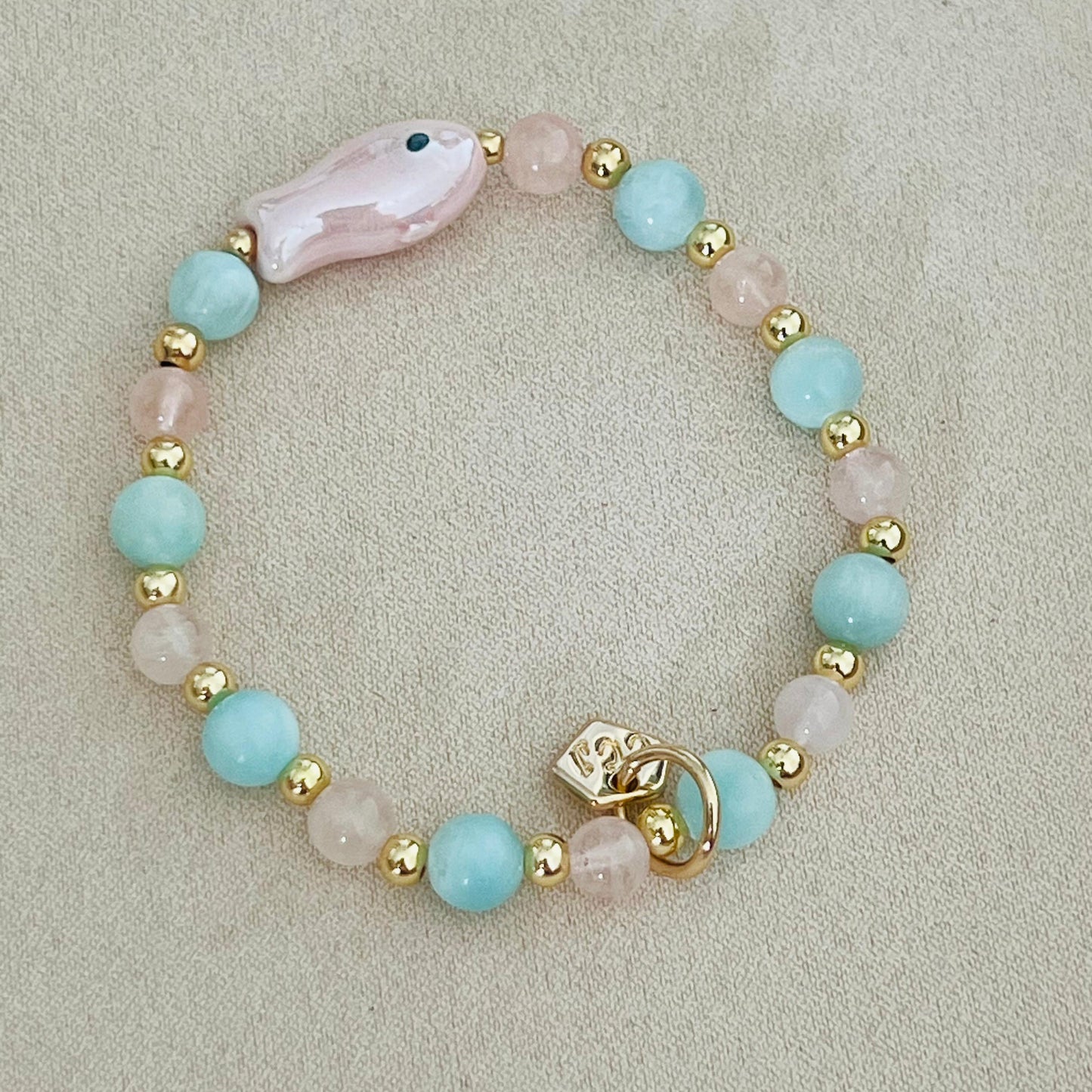 Hemimorphite & Morganite Money Fish Bracelet 🐟