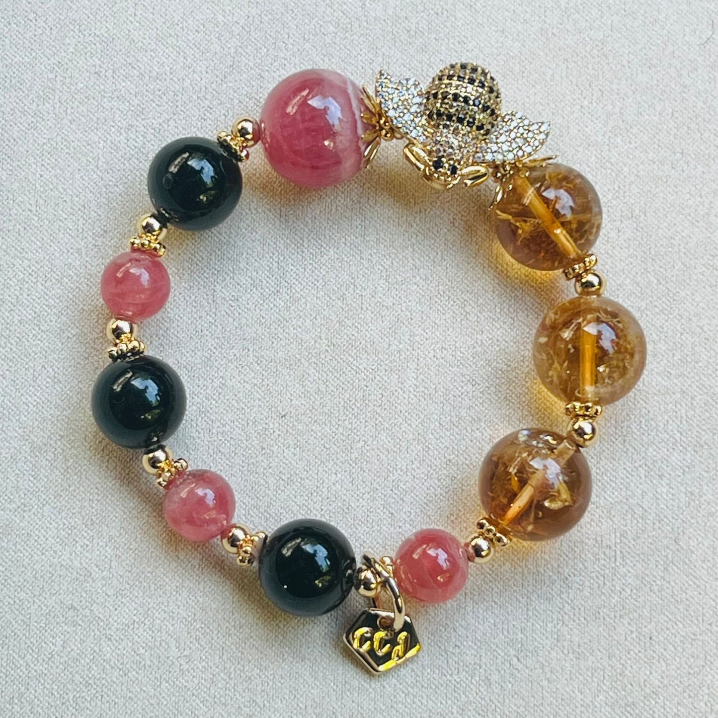 Rhodochrosite Jewel Bee Bracelet