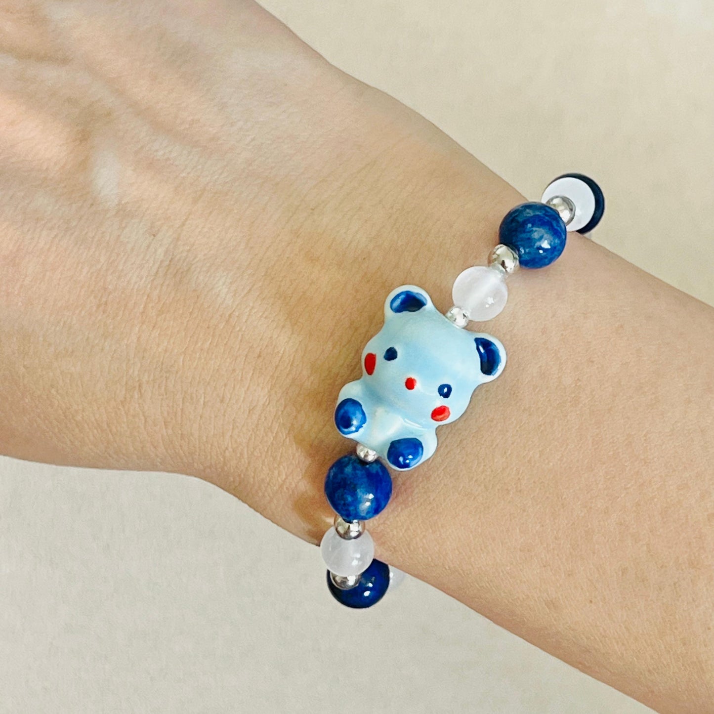 Lapis Lazuli & Selenite Blessings Bear Bracelet