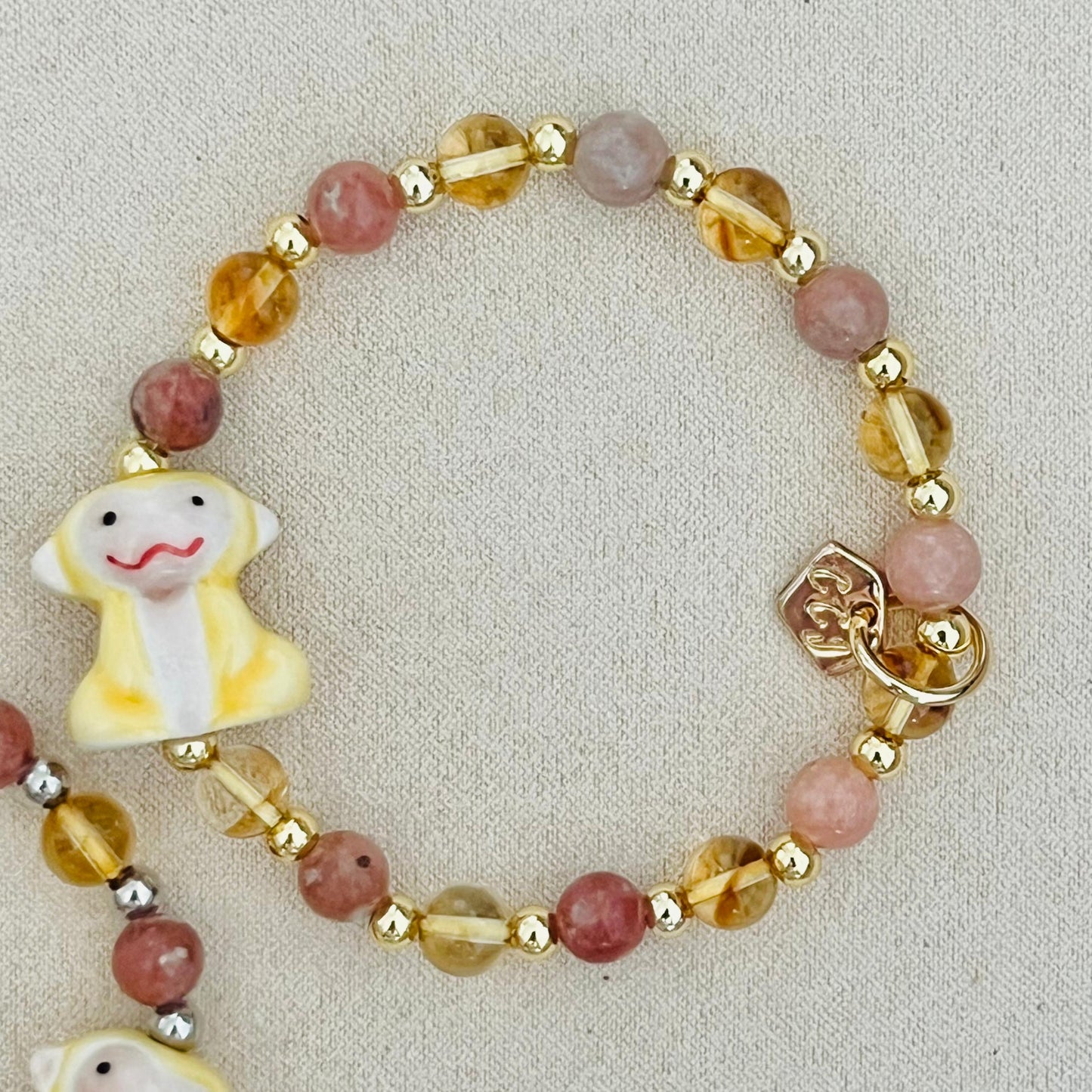 Citrine & Plum Blossom Agate Merry Monkey Bracelet