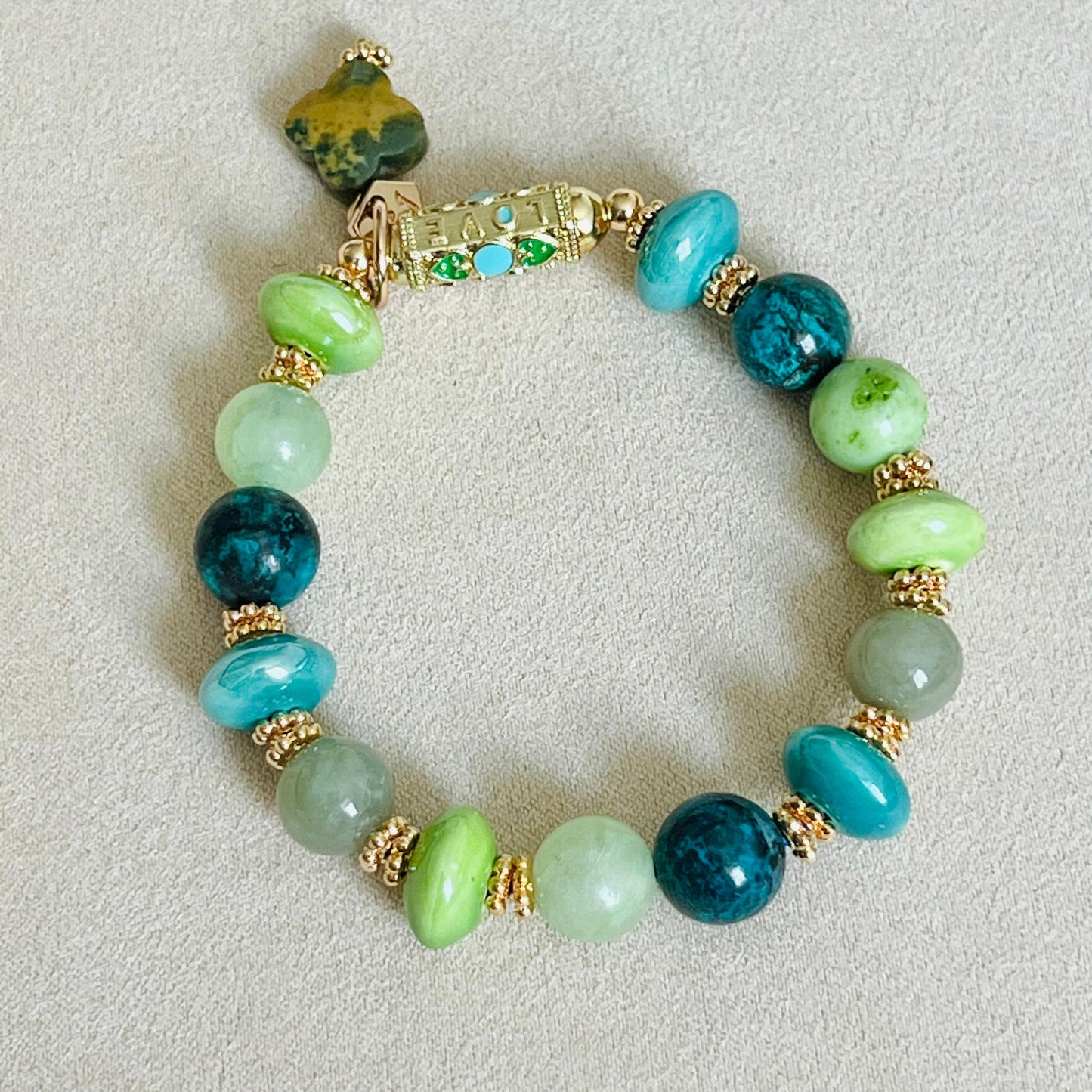 Jade, Serpentine & Turquoise Love 💚 Bracelet