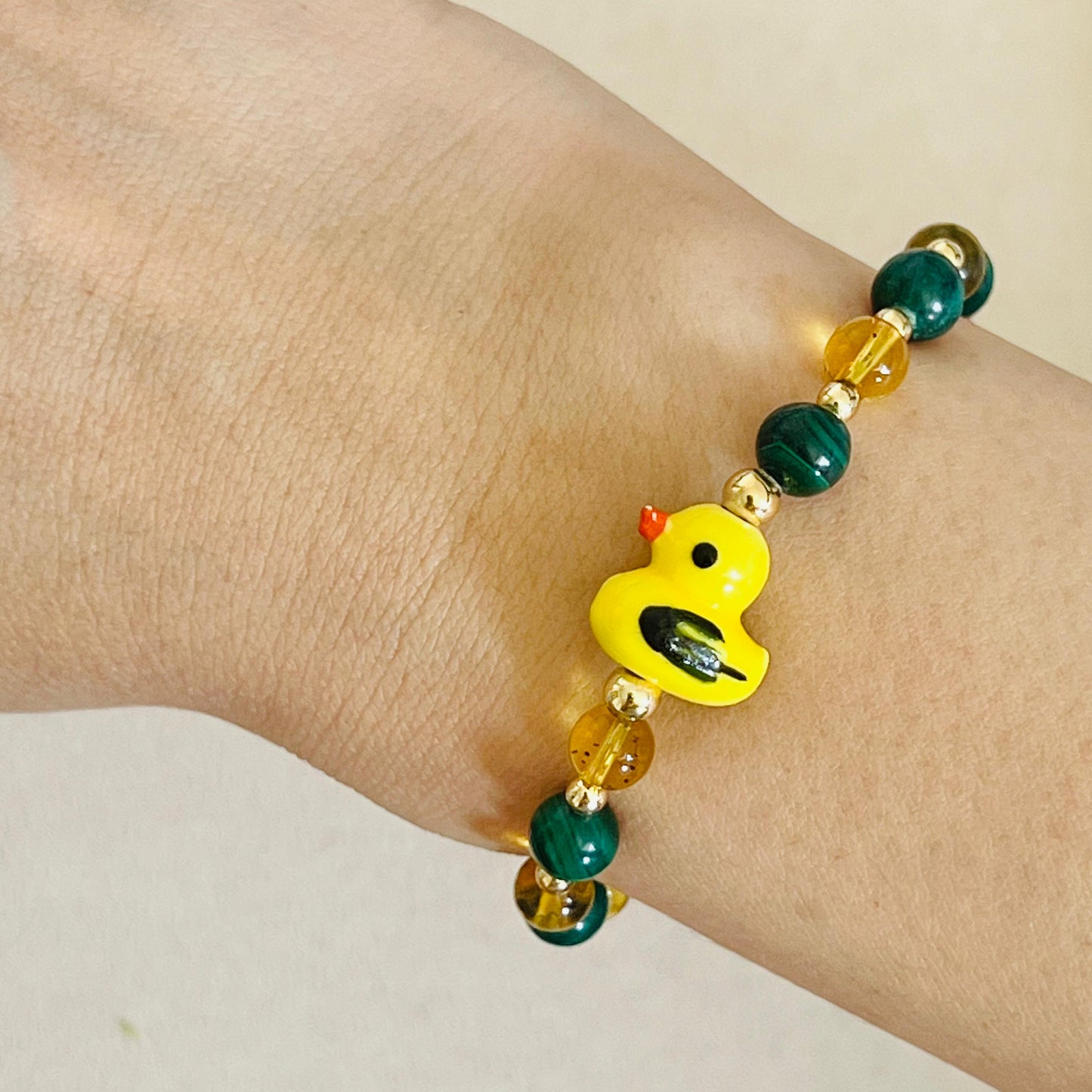 Blue Amber & Malachite Faithful Duckie Bracelet