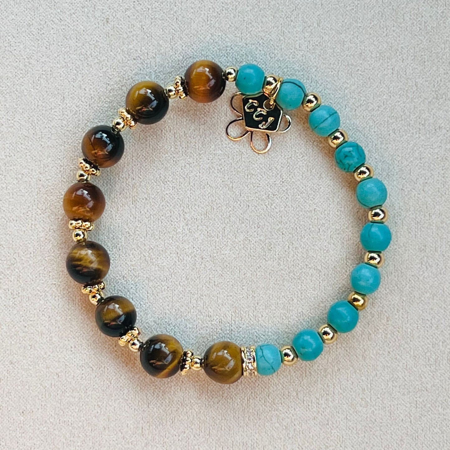 Golden Tigereye & Turquoise Baby Bracelet