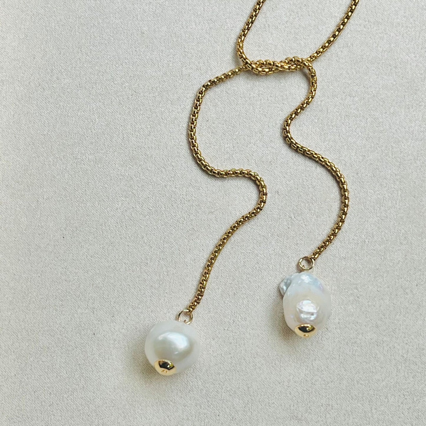 Puffy Baroque Pearl Snake Necklace GHW