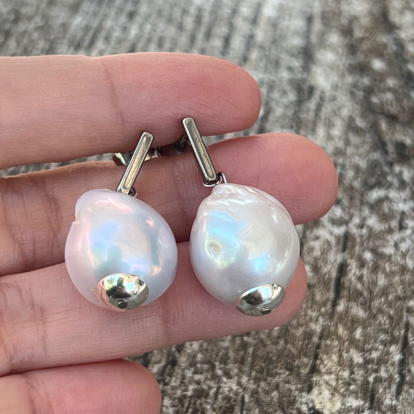 Puffy Baroque Pearl Earrings SHW