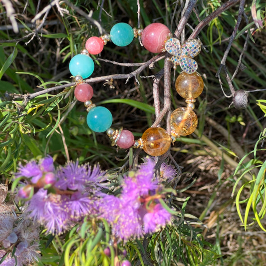 Rhodochrosite Jewel Bug Bracelet