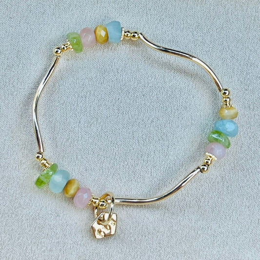 Aquamarine, Honey Tigereye, Rose Quartz & Peridot La Grace Bracelet