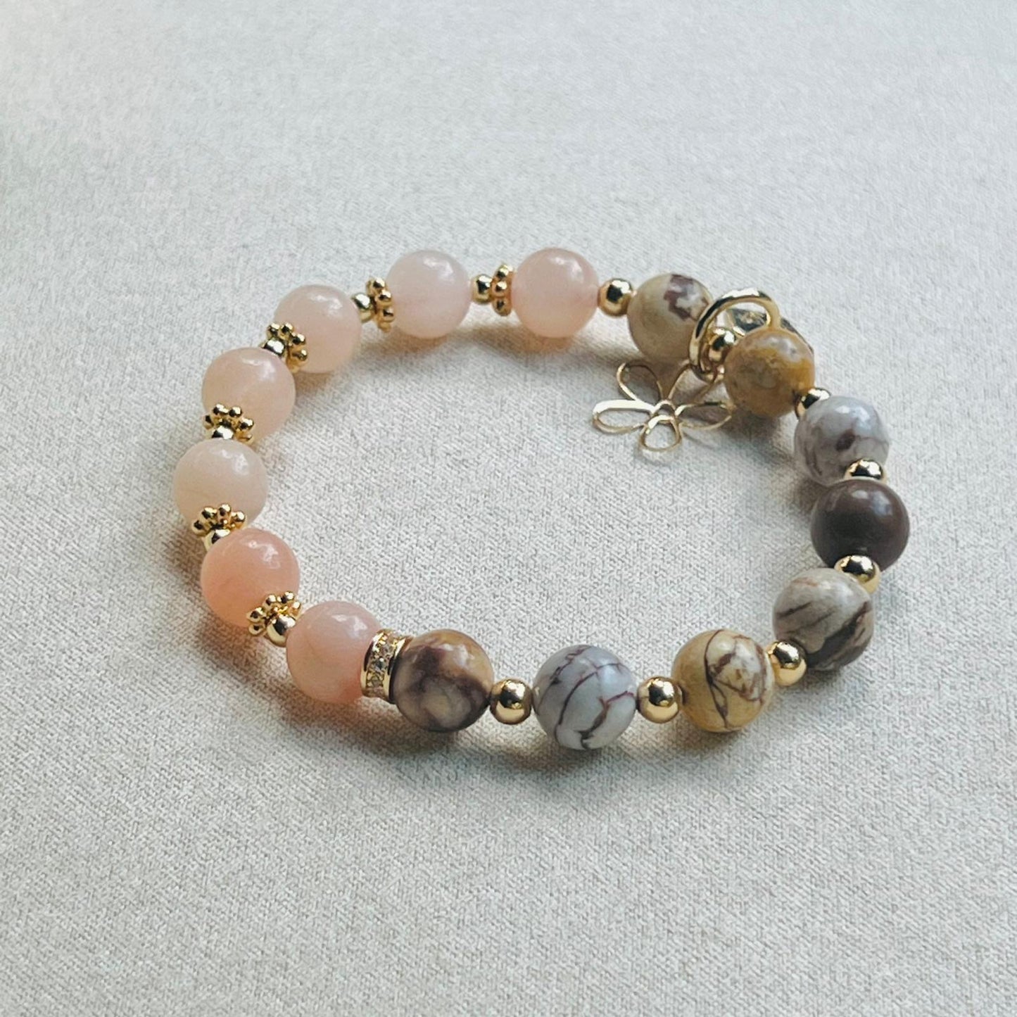 Australian Zebra Jasper & Peach Aventurine Baby Bracelet