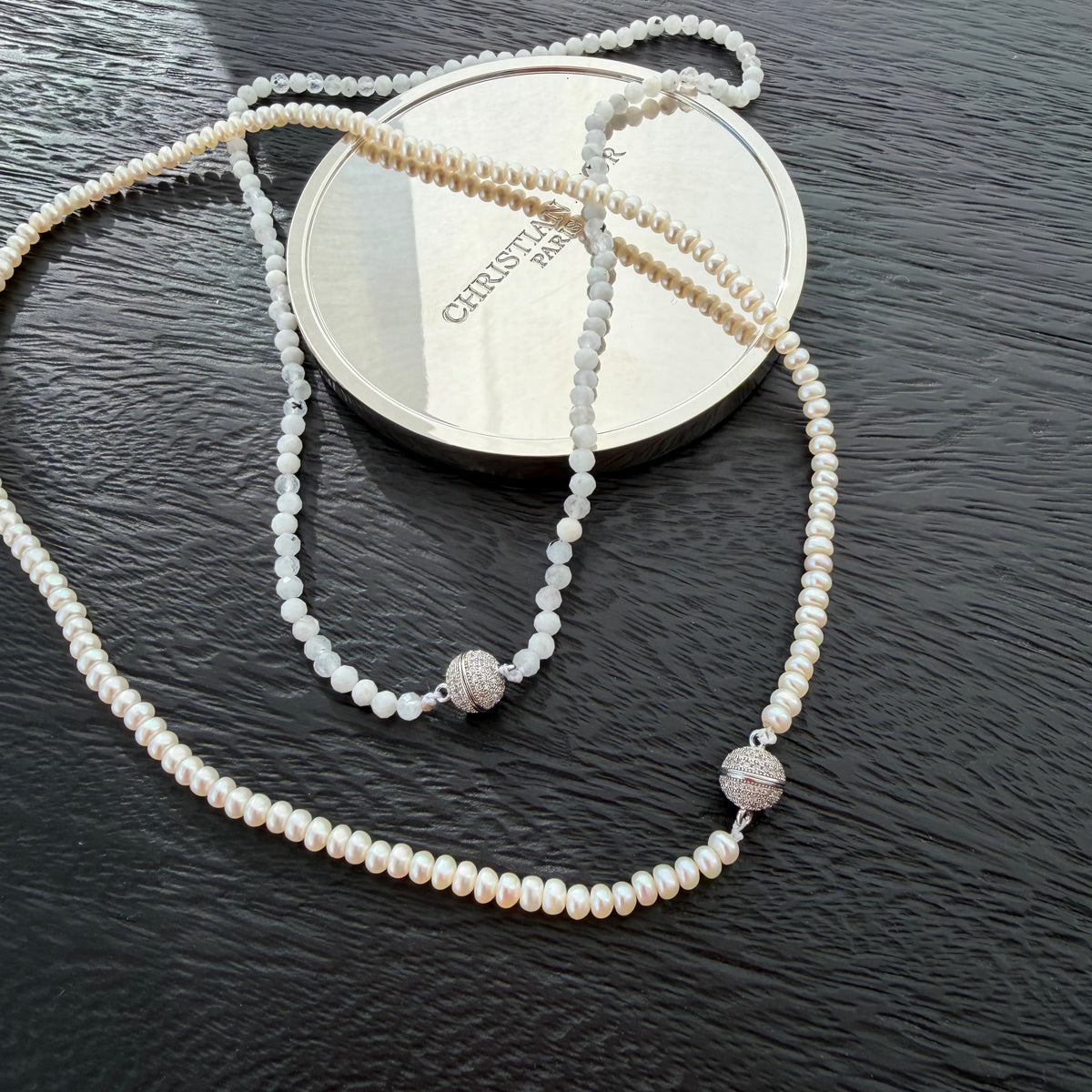 Baroque Pearl | White Moonstone Delicate Necklace