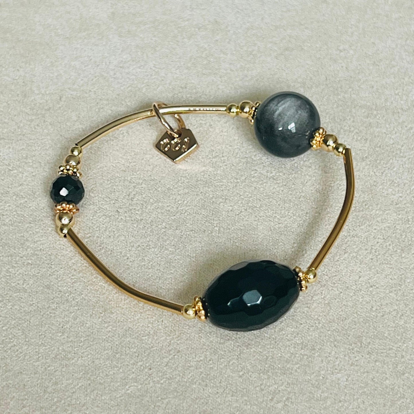 Onyx, Silver Sheen Obsidian & Spinel Juicy La Grace Bracelet