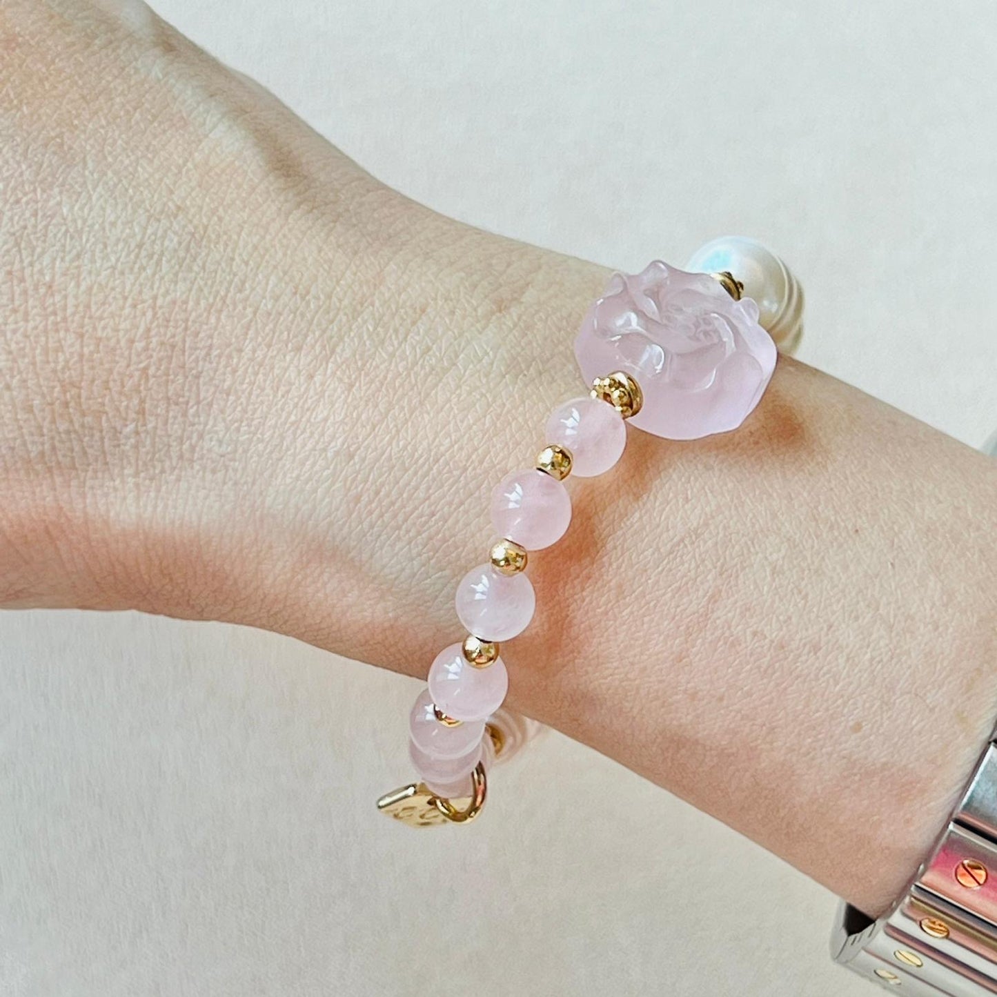 Rose Quartz & Pearls Bracelet