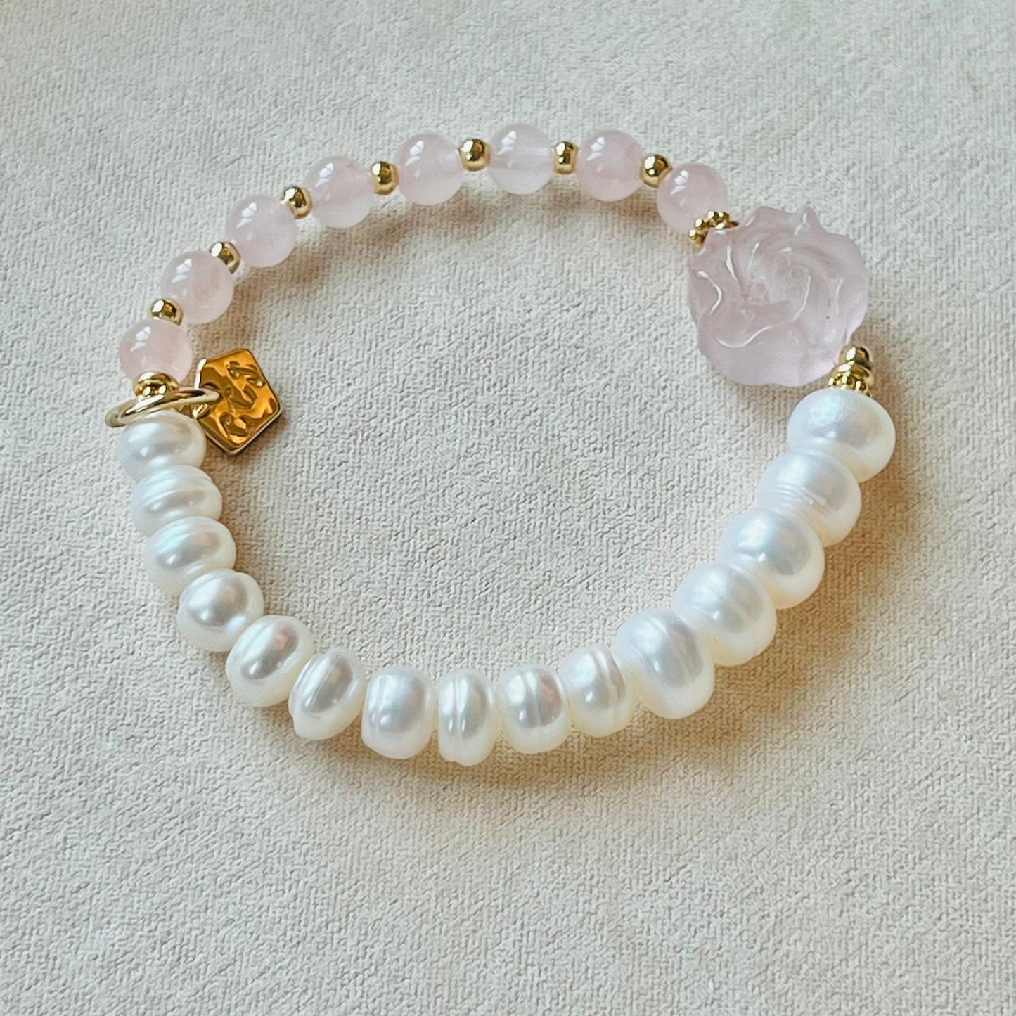 Rose Quartz & Pearls Bracelet