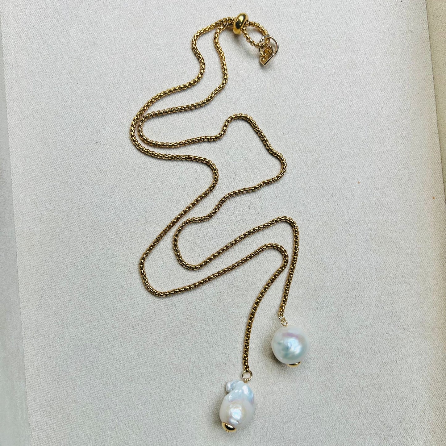 Puffy Baroque Pearl Snake Necklace GHW