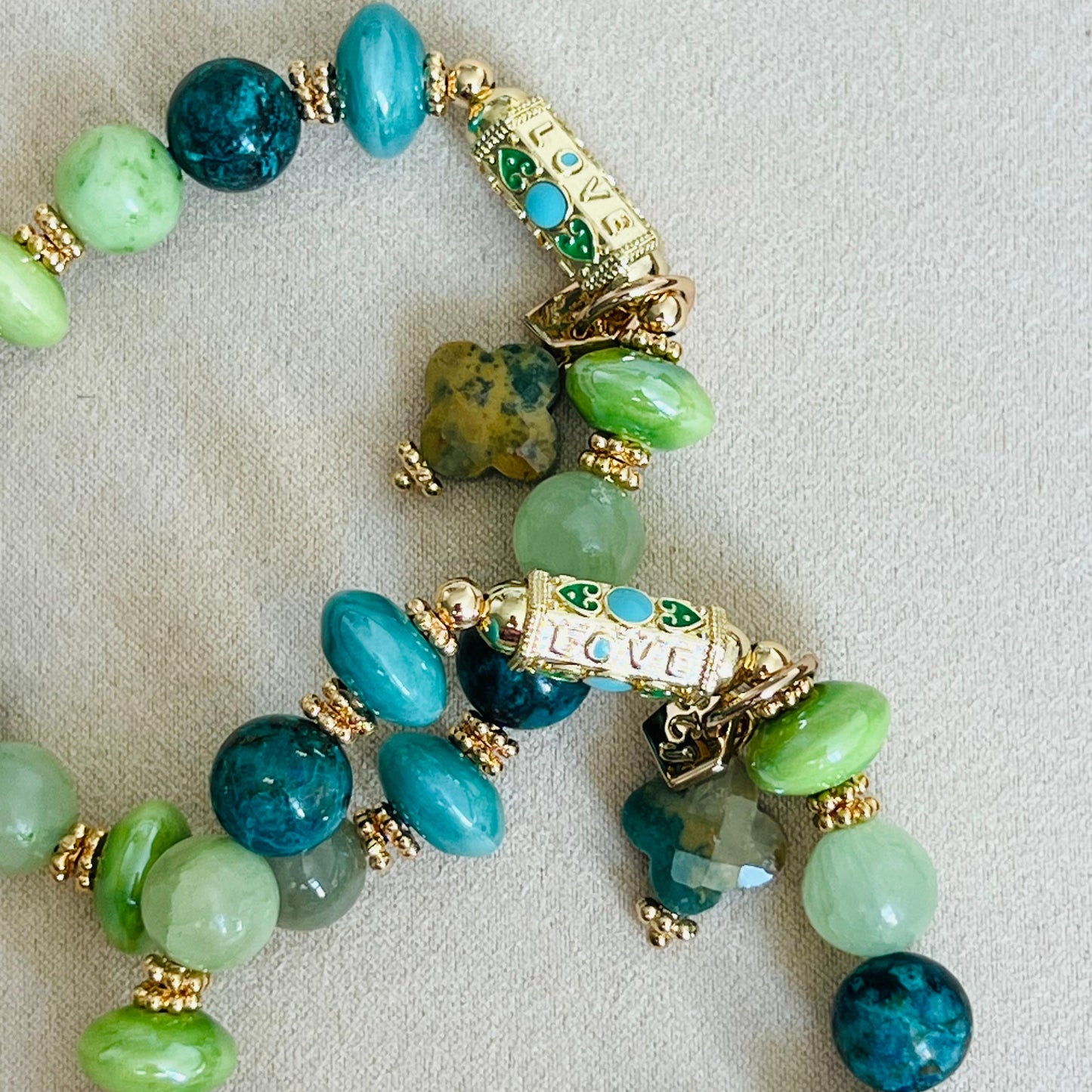 Jade, Serpentine & Turquoise Love 💚 Bracelet
