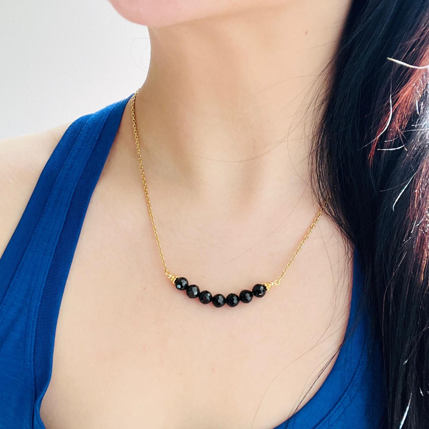 Black Spinel Moon Necklace