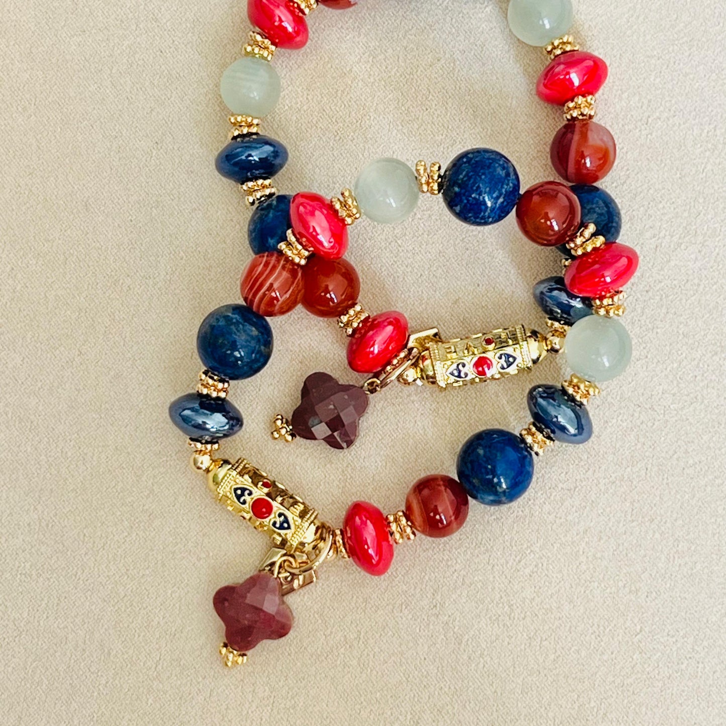Calcite, Carnelian & Lapis Lazuli Love❤️ Bracelet