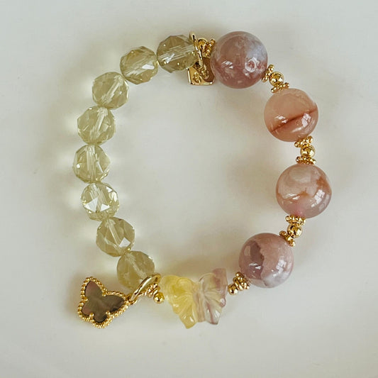 Sakura Agate & Lemon Quartz Bracelet