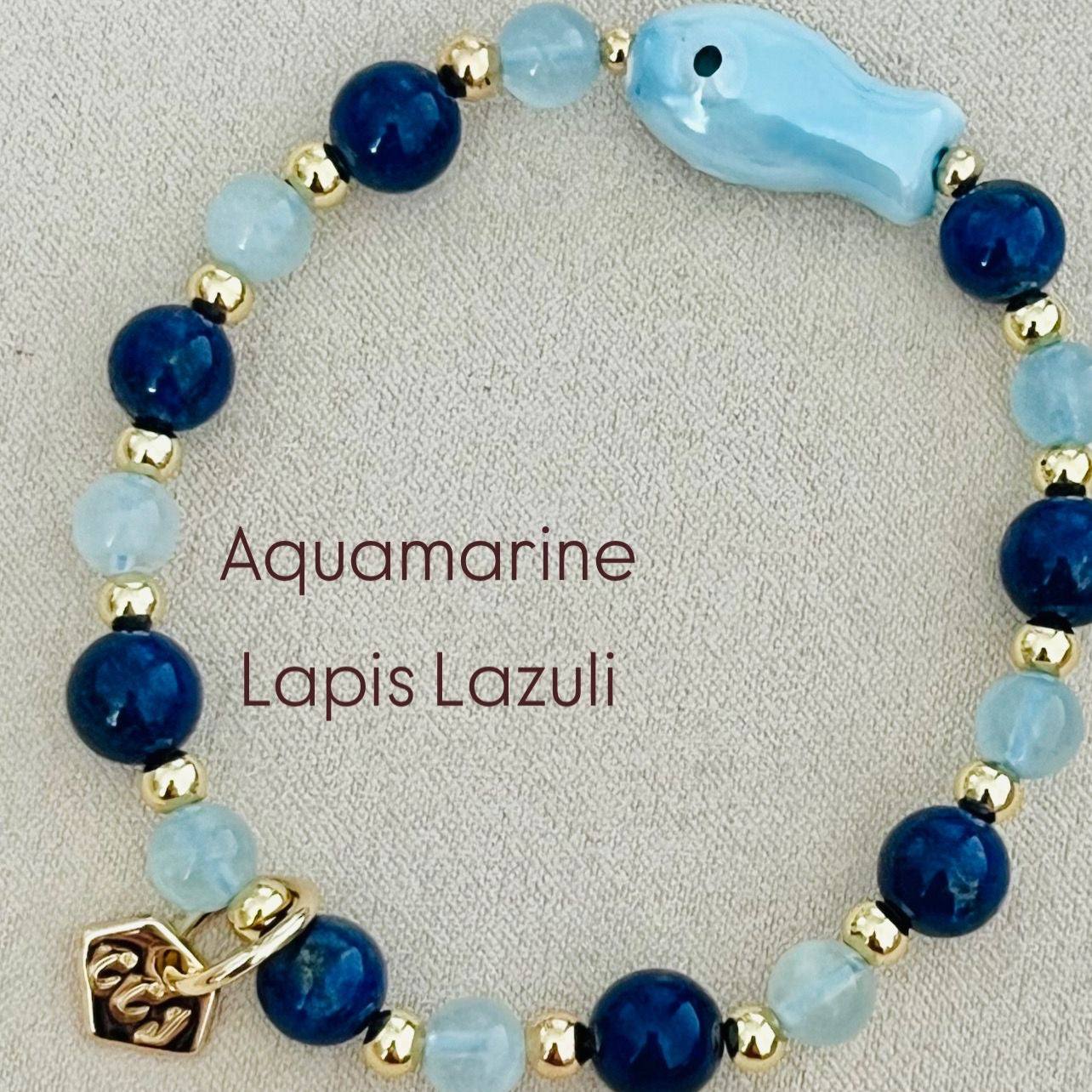 Aquamarine & Lapis Lazuli Money Fish Bracelet 🐟