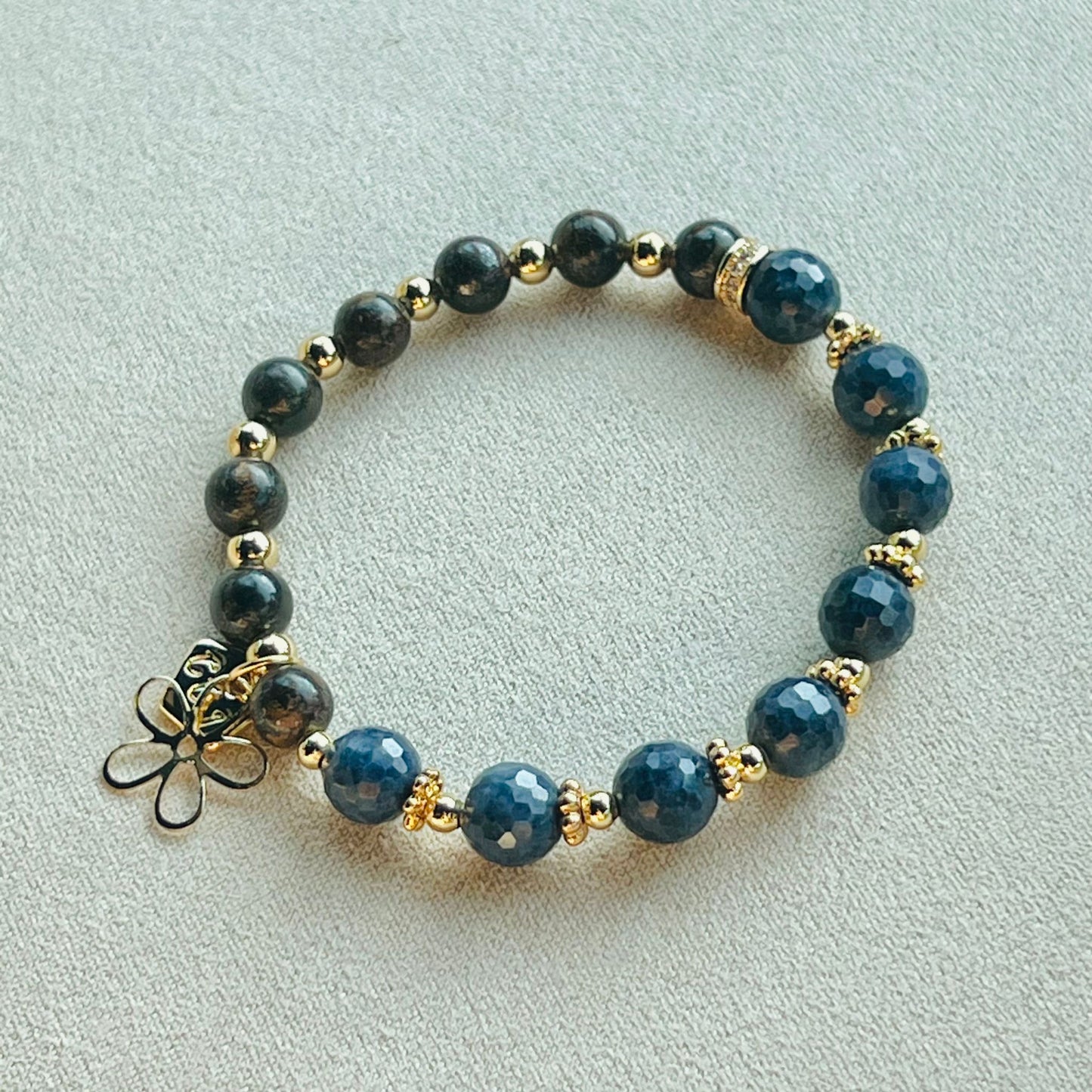 Blue Sapphire & Bronzite Baby Bracelet