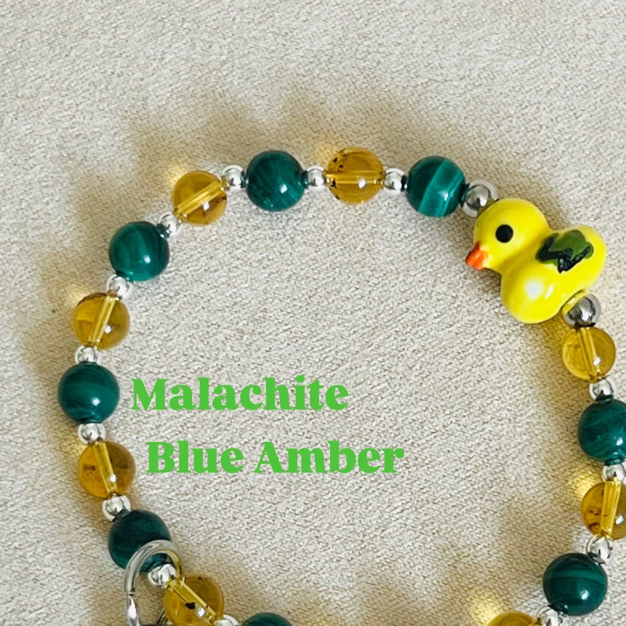 Blue Amber & Malachite Faithful Duckie Bracelet