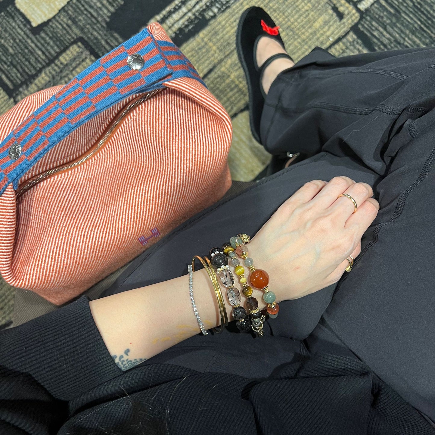 Silver Sheen Obsidian, Black Tourmaline & Rutilated Black Quartz Bracelet