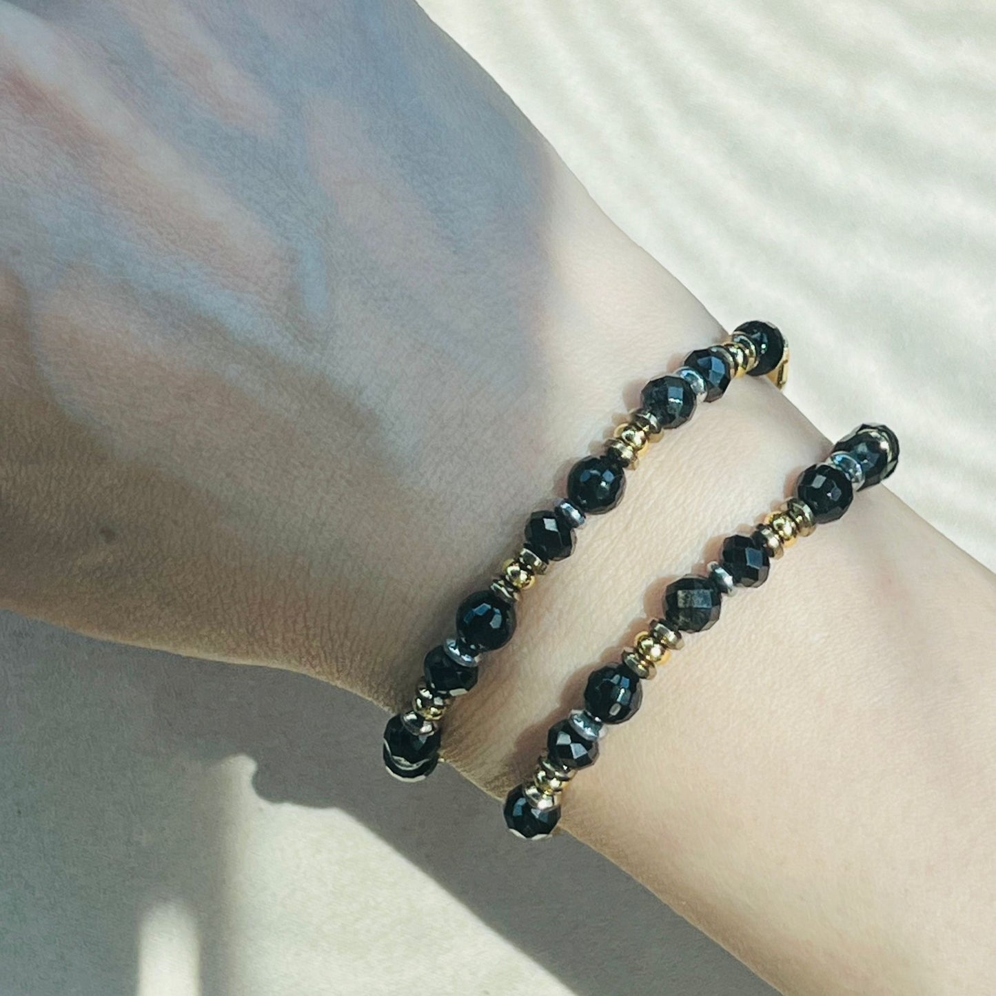 Black Onyx, Black Spinel & Black Tourmaline Baby Diadem Bracelet