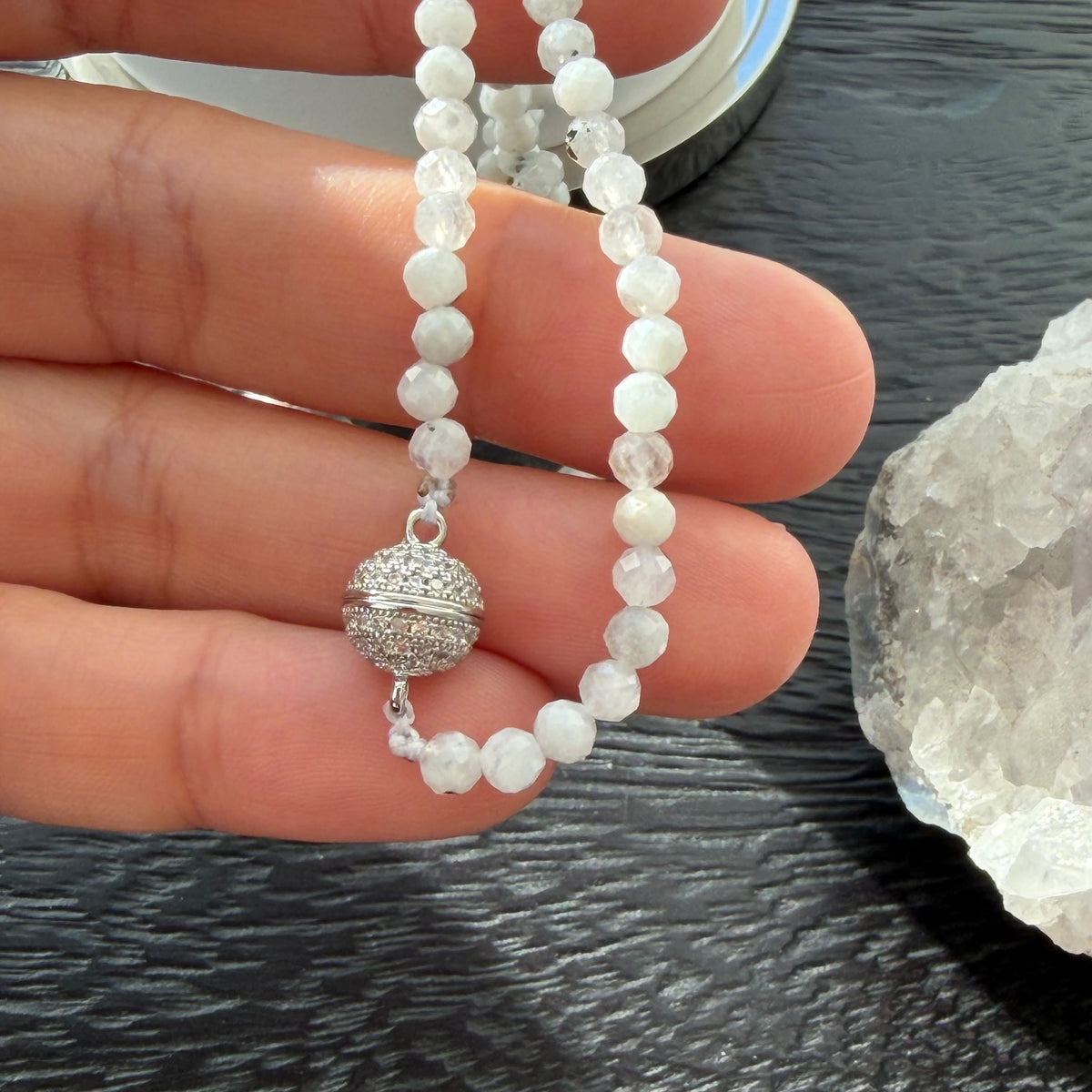 Baroque Pearl | White Moonstone Delicate Necklace