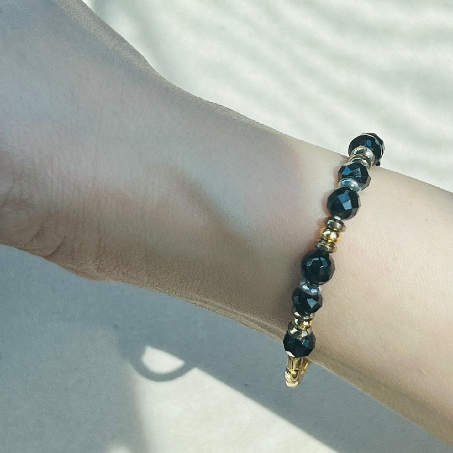 Black Onyx, Black Spinel & Black Tourmaline Baby Diadem Bracelet