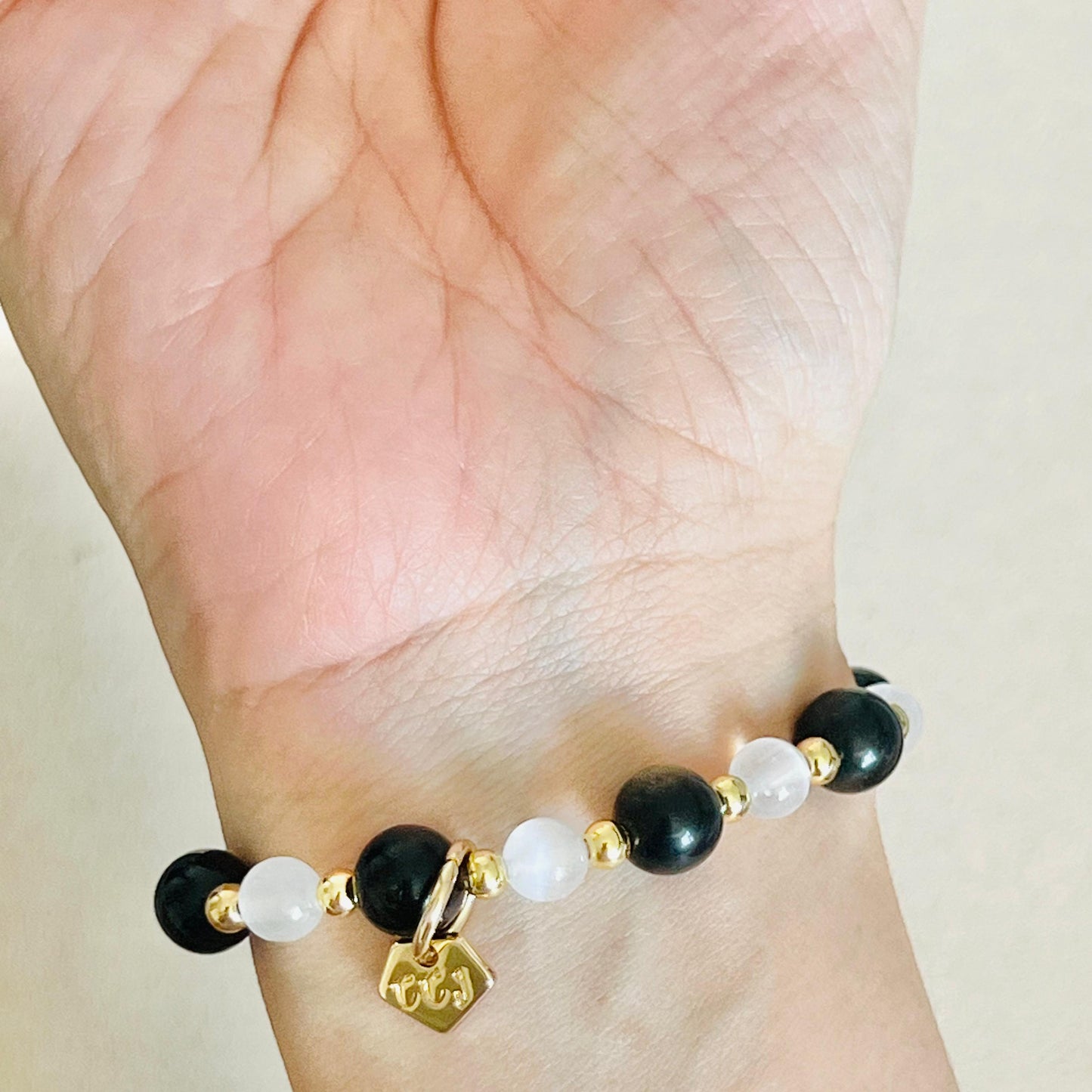 Gold Sheen Obsidian & Selenite Courageous Clownfish Bracelet