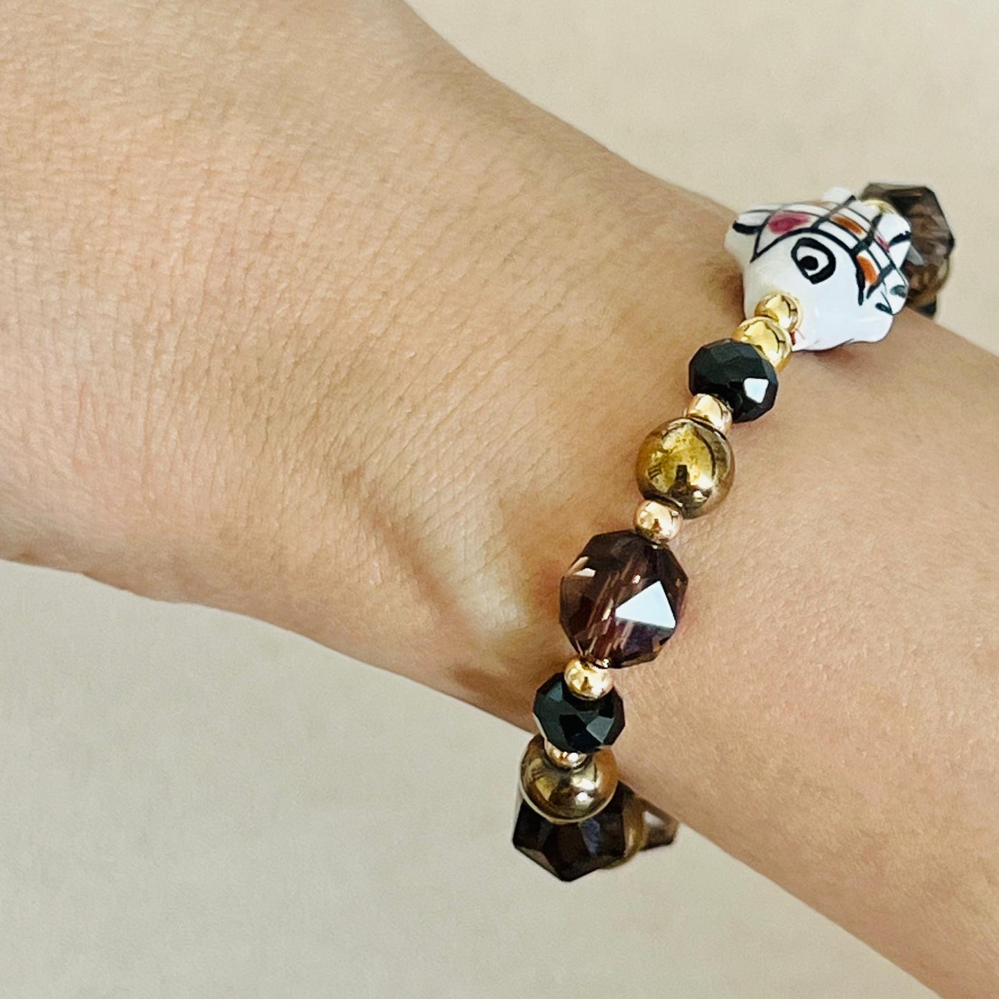 Black Spinel, Hematite & Smoky Quartz Chocolate Koi Bracelet