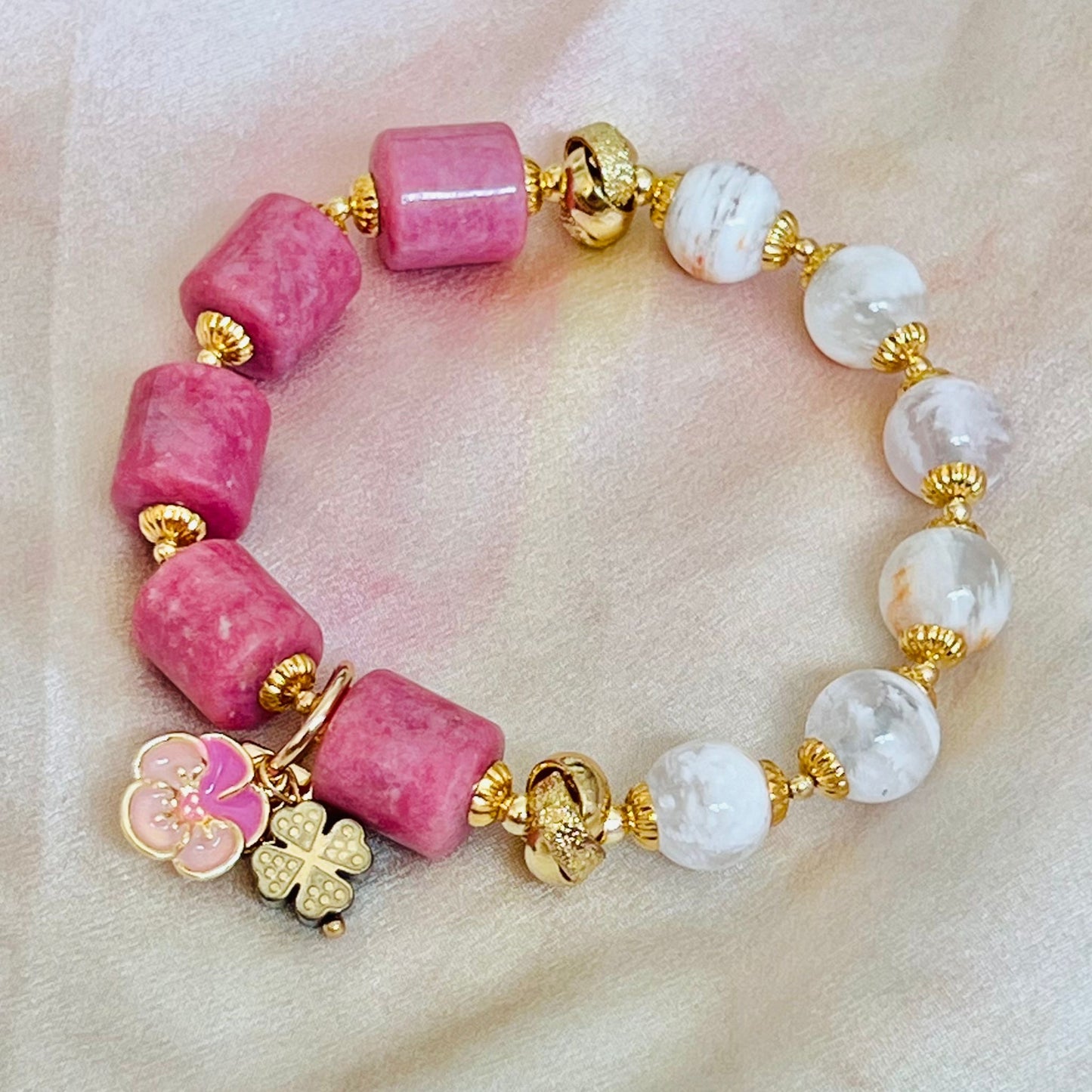 Candy Rhodonite & Sakura Phantom Quartz Bracelet