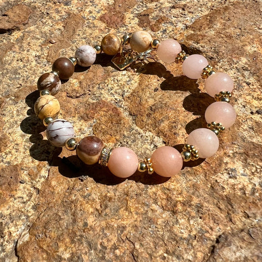 Australian Zebra Jasper & Peach Aventurine Baby Bracelet