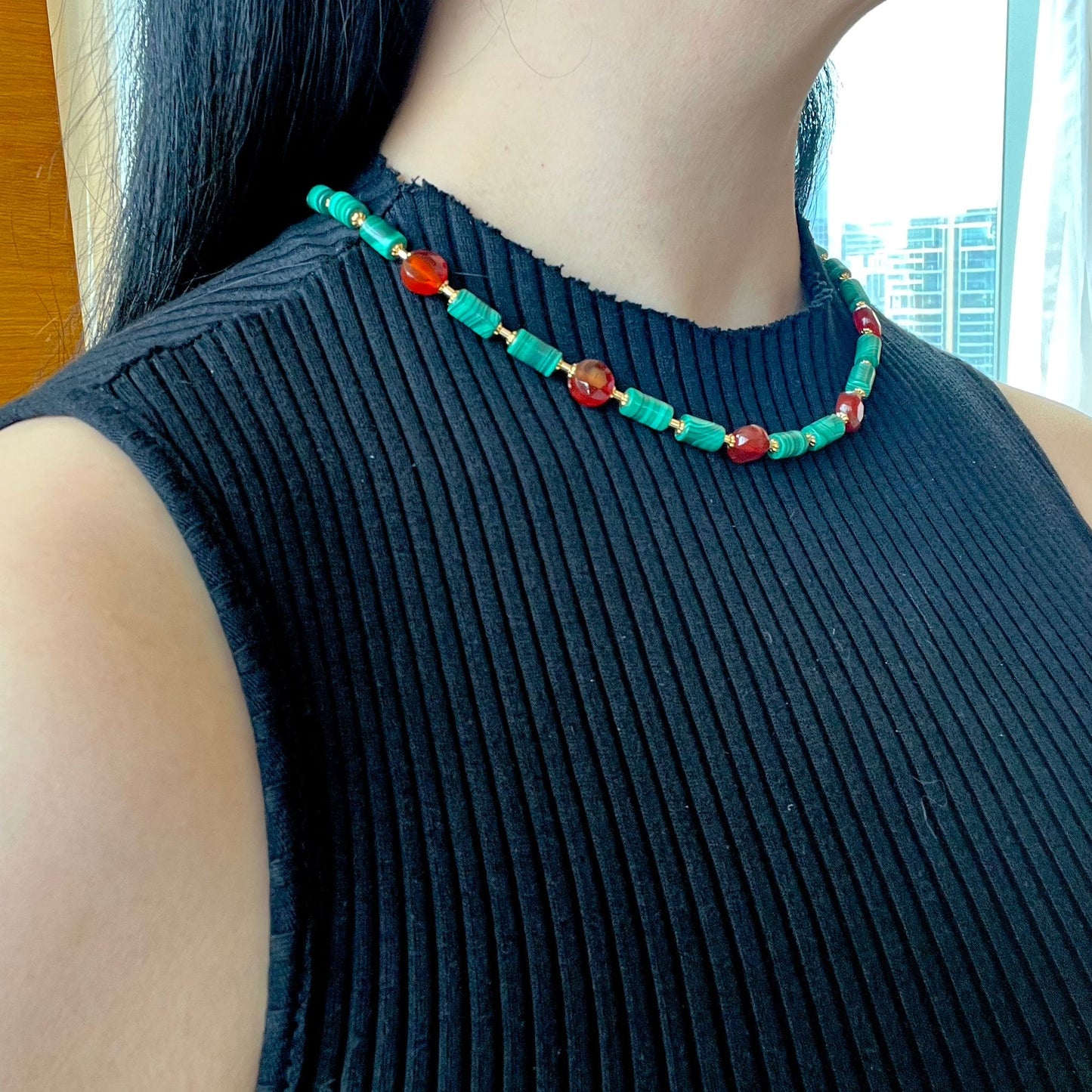 Malachite & Red Agate Necklace