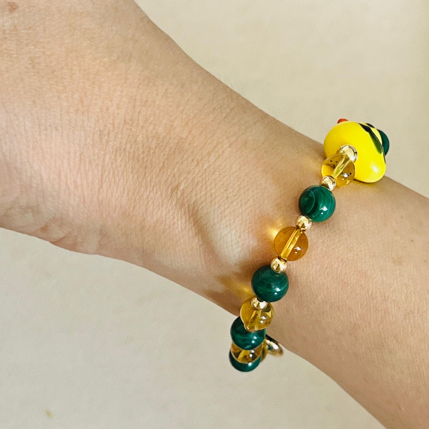 Blue Amber & Malachite Faithful Duckie Bracelet