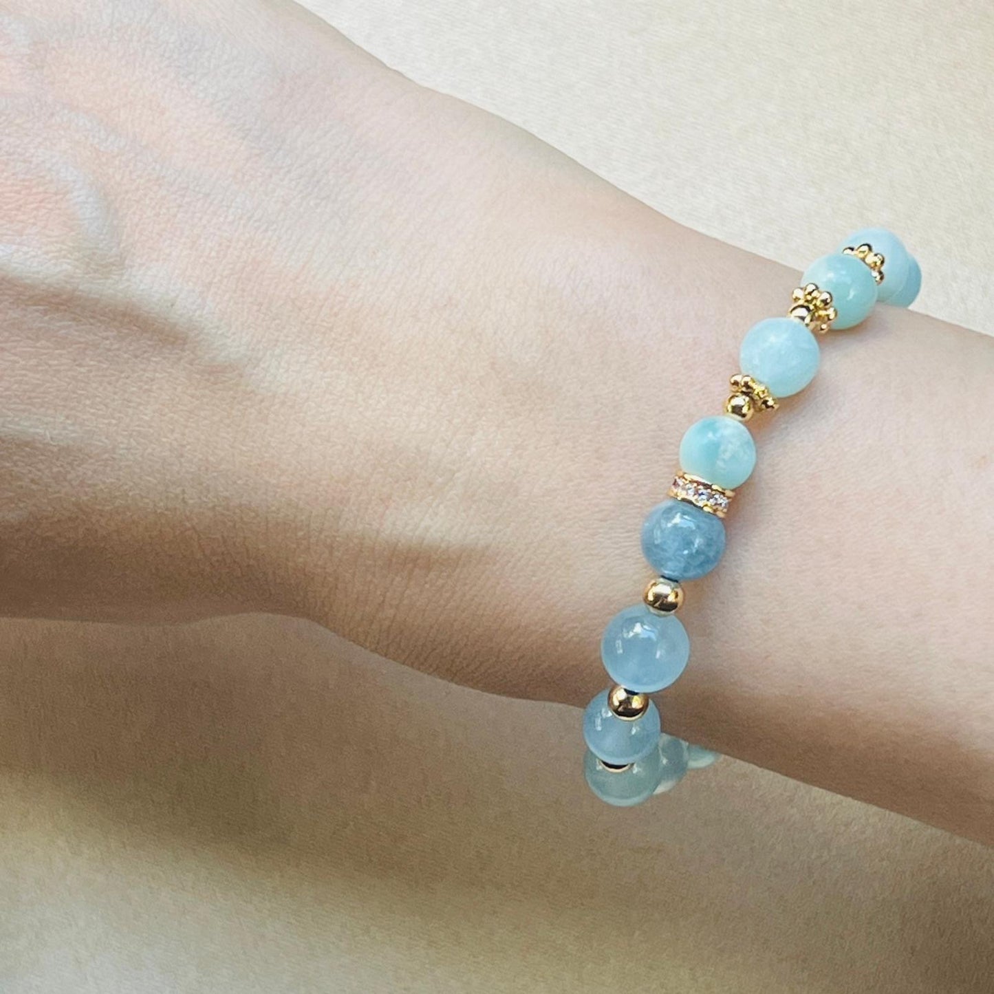 Aquamarine & Hemimophite Baby Bracelet