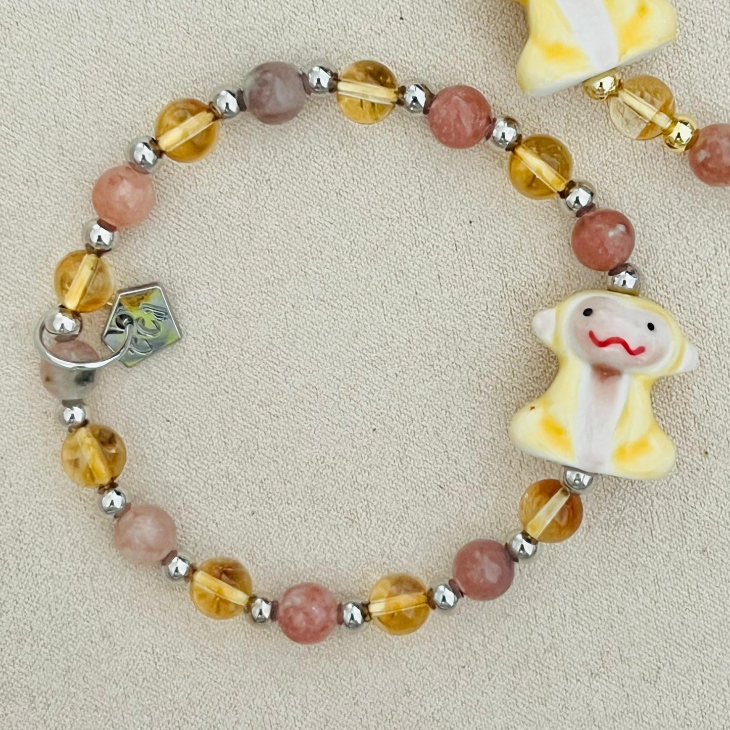 Citrine & Plum Blossom Agate Merry Monkey Bracelet