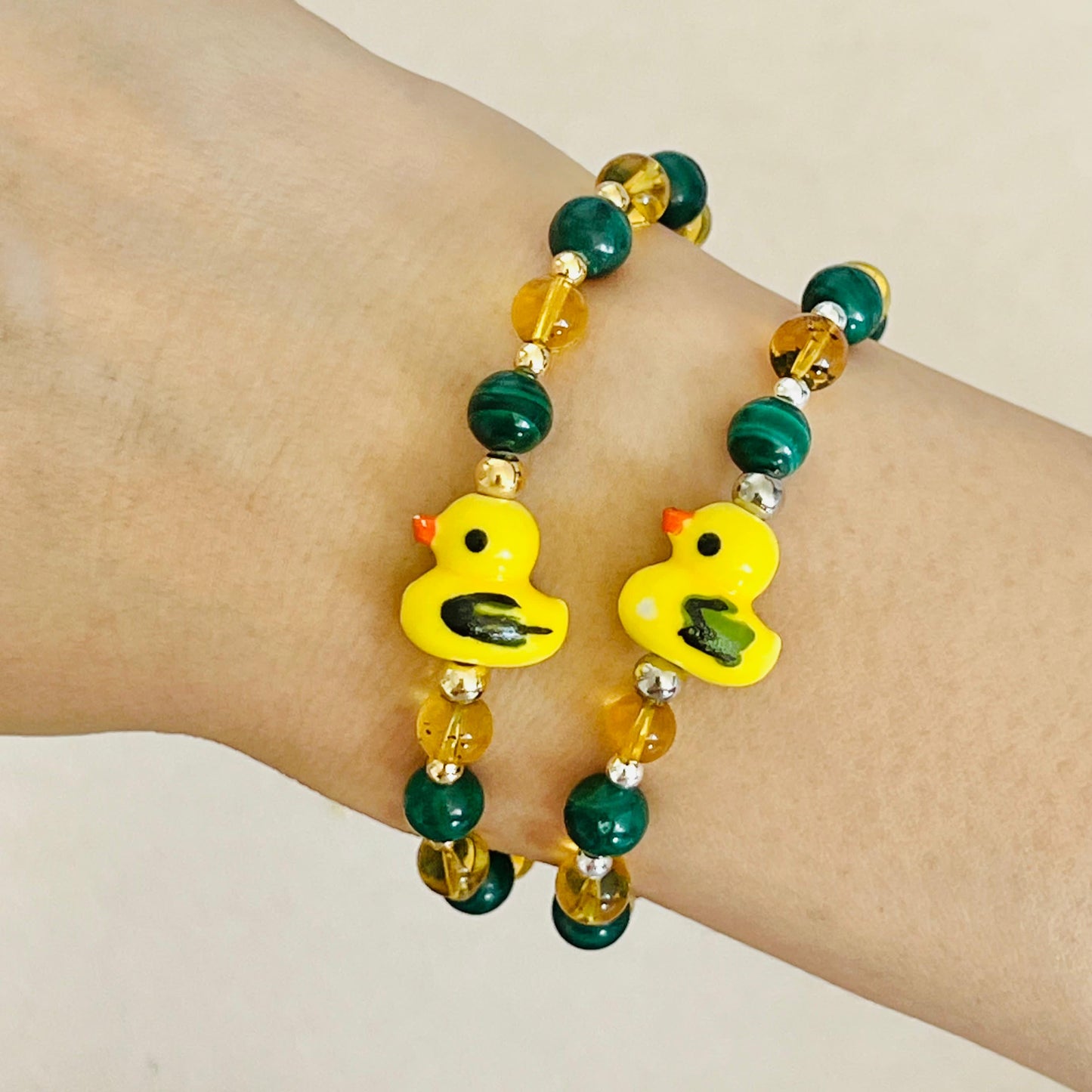 Blue Amber & Malachite Faithful Duckie Bracelet