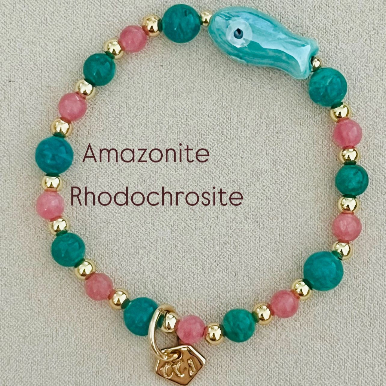 Amazonite & Rhodochrosite Money Fish Bracelet 🐟