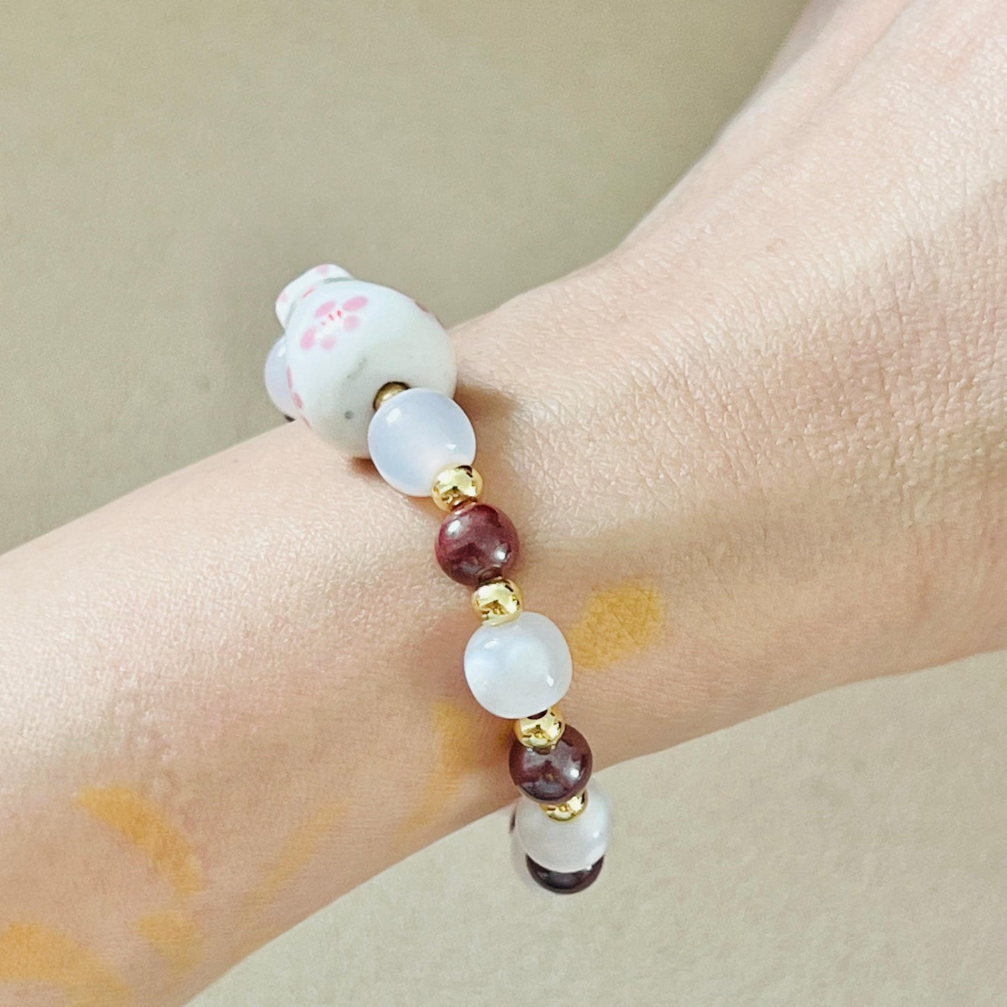 Cinnabar & Snowflake Agate Heavenly Bunny Bracelet