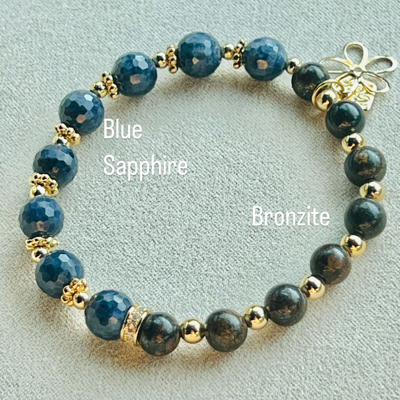 Blue Sapphire & Bronzite Baby Bracelet