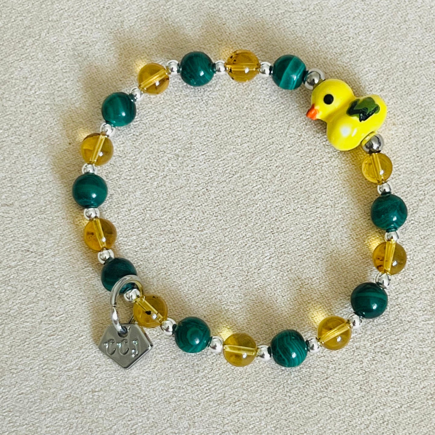 Blue Amber & Malachite Faithful Duckie Bracelet