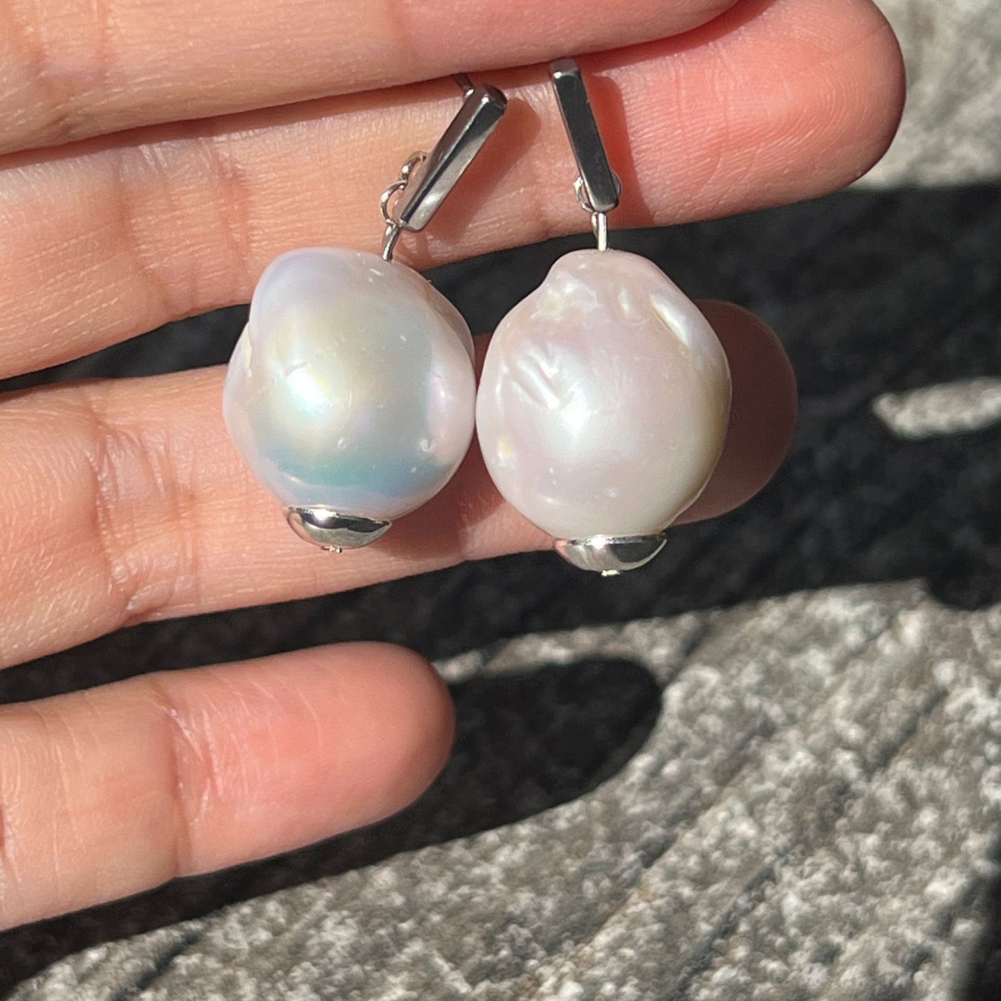 Puffy Baroque Pearl Earrings SHW