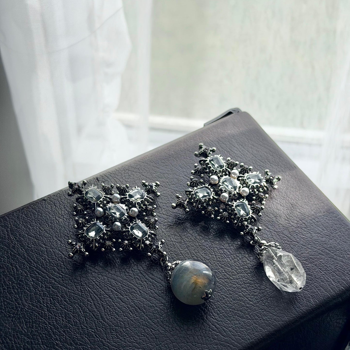 Herkimer Diamond Byzantine Brooch