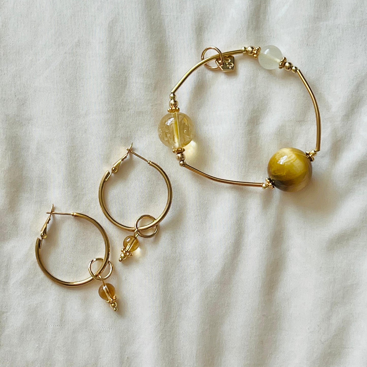 Citrine, Honey Tigereye & Libyan Desert Glass Juicy La Grace Bracelet