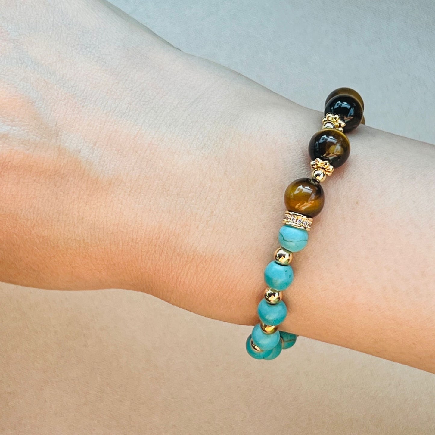 Golden Tigereye & Turquoise Baby Bracelet