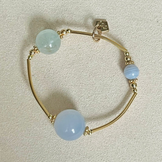 Blue Beryl, Blue Chalcedony & Blue Lace Agate Juicy La Grace Bracelet