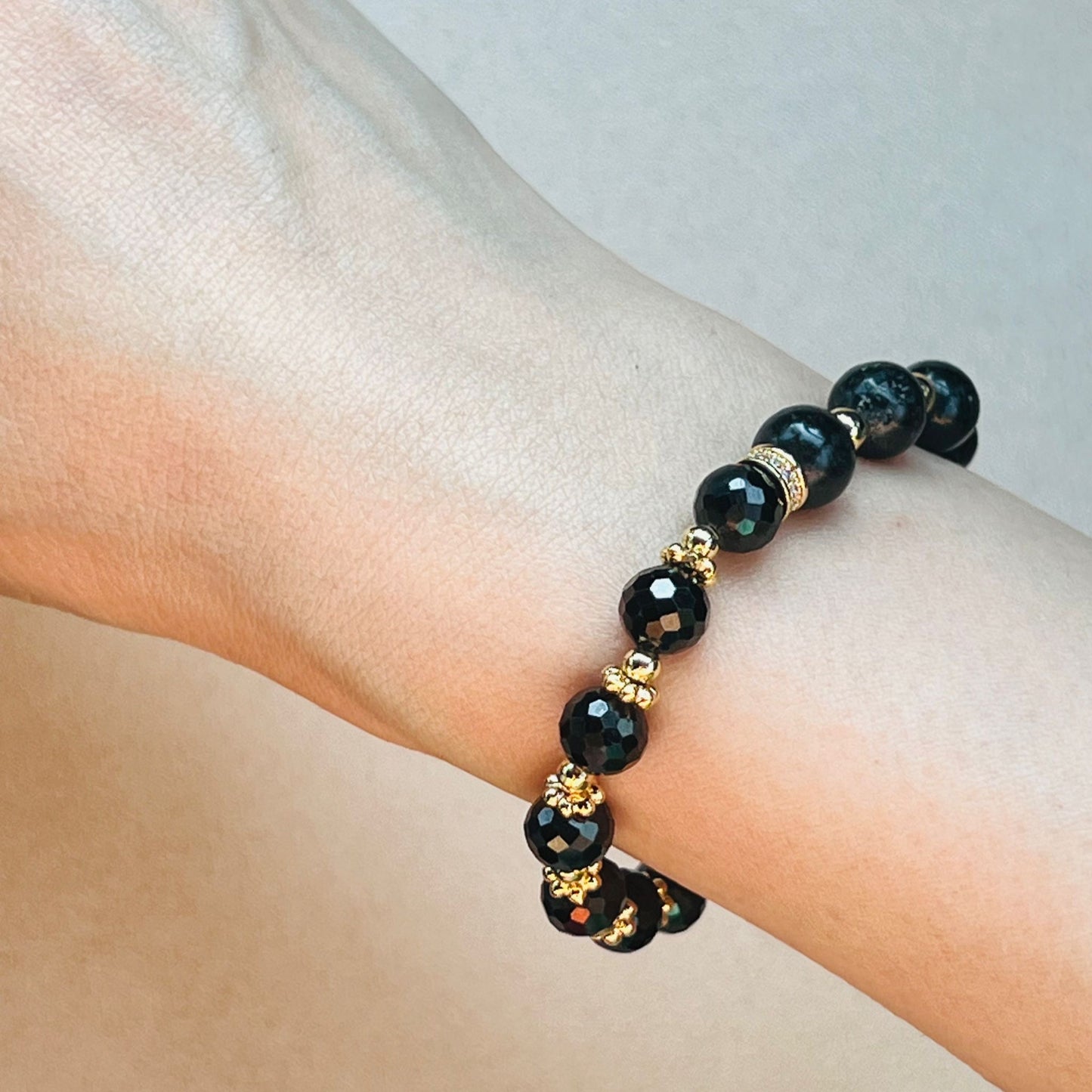 Arfvedsonite & Black Spinel Baby Bracelet