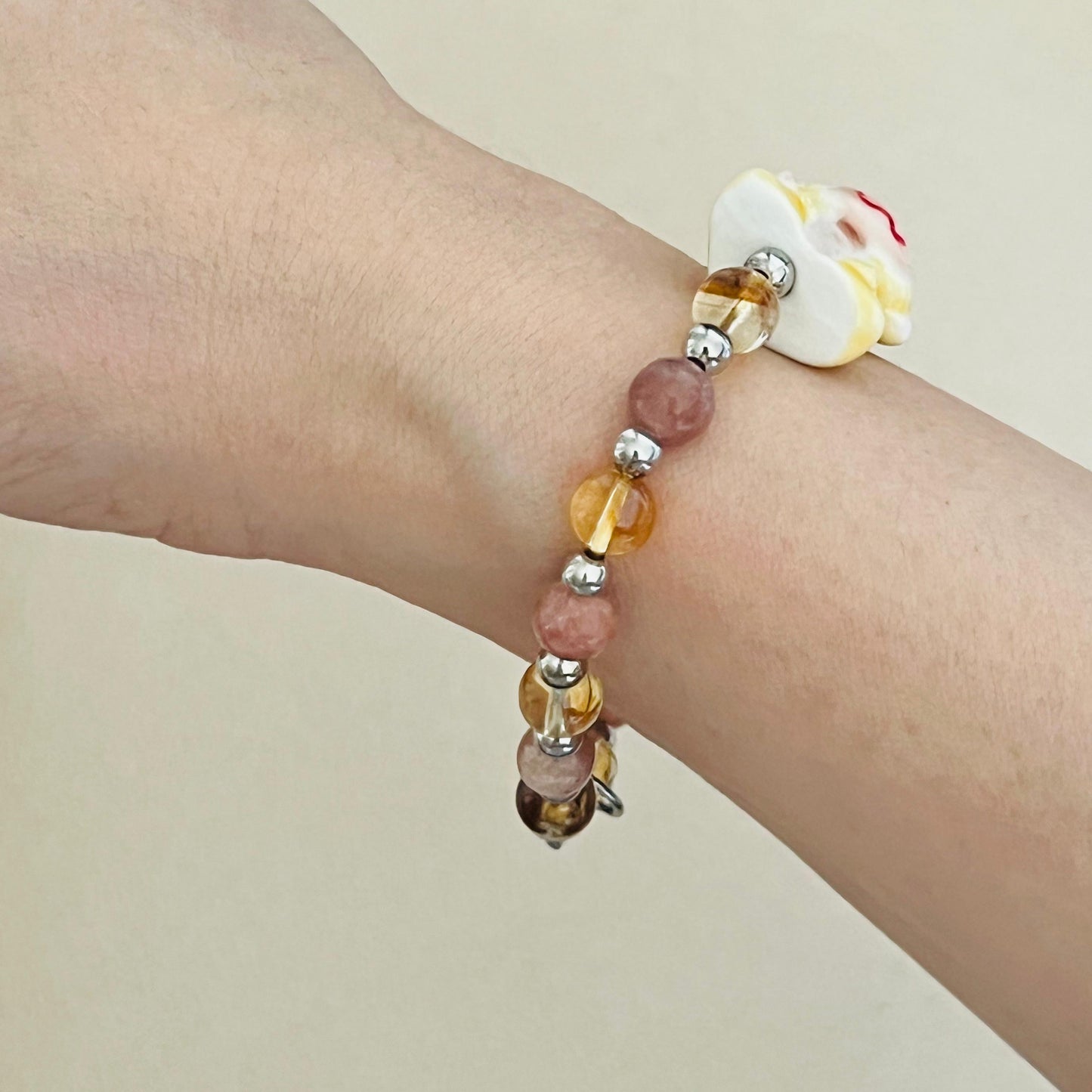 Citrine & Plum Blossom Agate Merry Monkey Bracelet