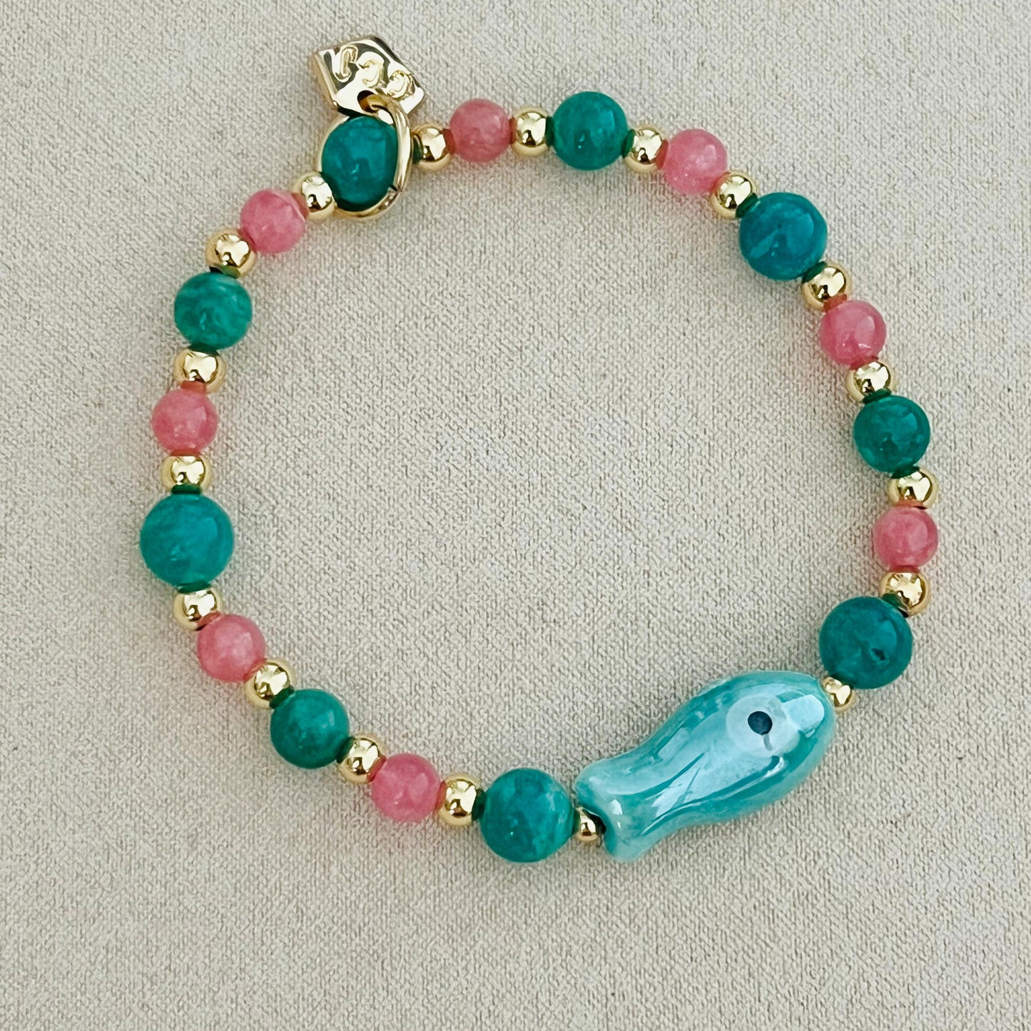 Amazonite & Rhodochrosite Money Fish Bracelet 🐟